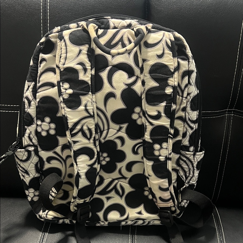 Vera Bradley Black and White Floral Backpack - Picture 2 of 4
